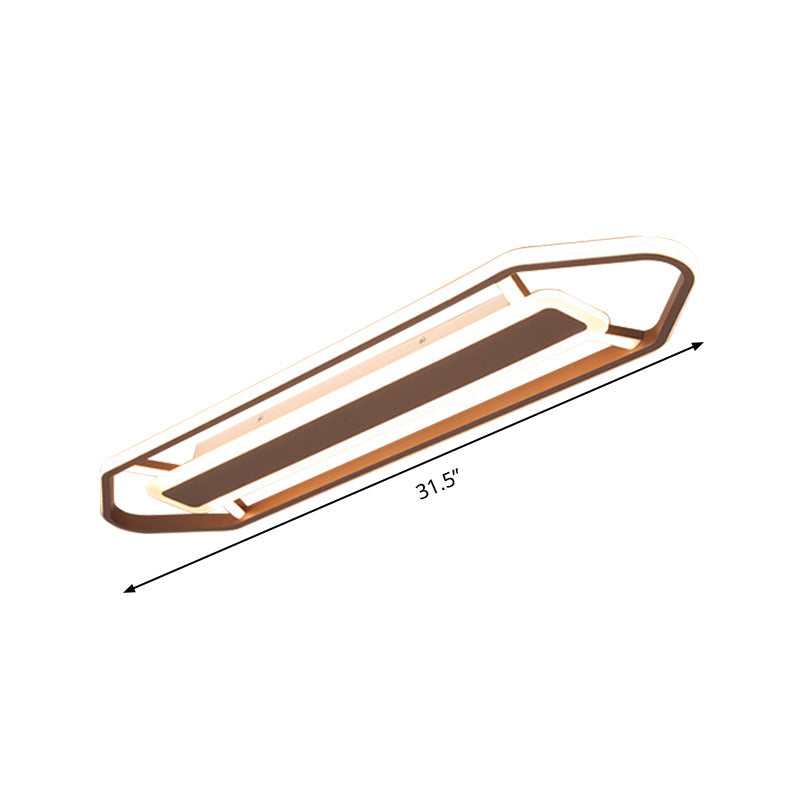 Minimalist Coffee Pencil Shape Ceiling Light - LED Metal Flush Mount Lighting (23.5"/31.5"/39") - Warm/White Light