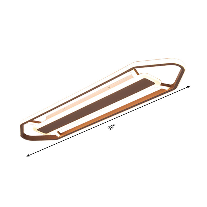 Minimalist Coffee Pencil Shape Ceiling Light - LED Metal Flush Mount Lighting (23.5"/31.5"/39") - Warm/White Light