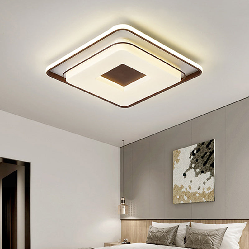 Plafonnier LED carré minimaliste de 16"/19,5" en blanc chaud avec couvercle en acrylique