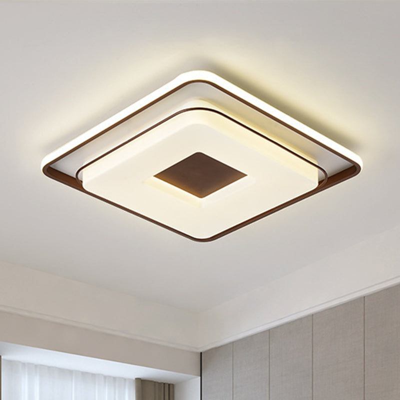 Plafonnier LED carré minimaliste de 16"/19,5" en blanc chaud avec couvercle en acrylique