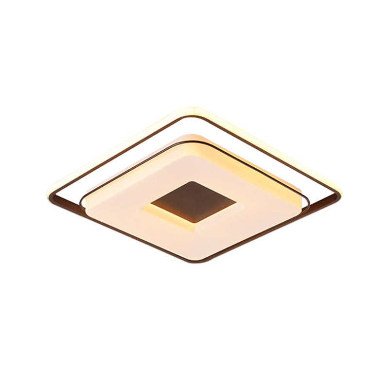 Plafonnier LED carré minimaliste de 16"/19,5" en blanc chaud avec couvercle en acrylique