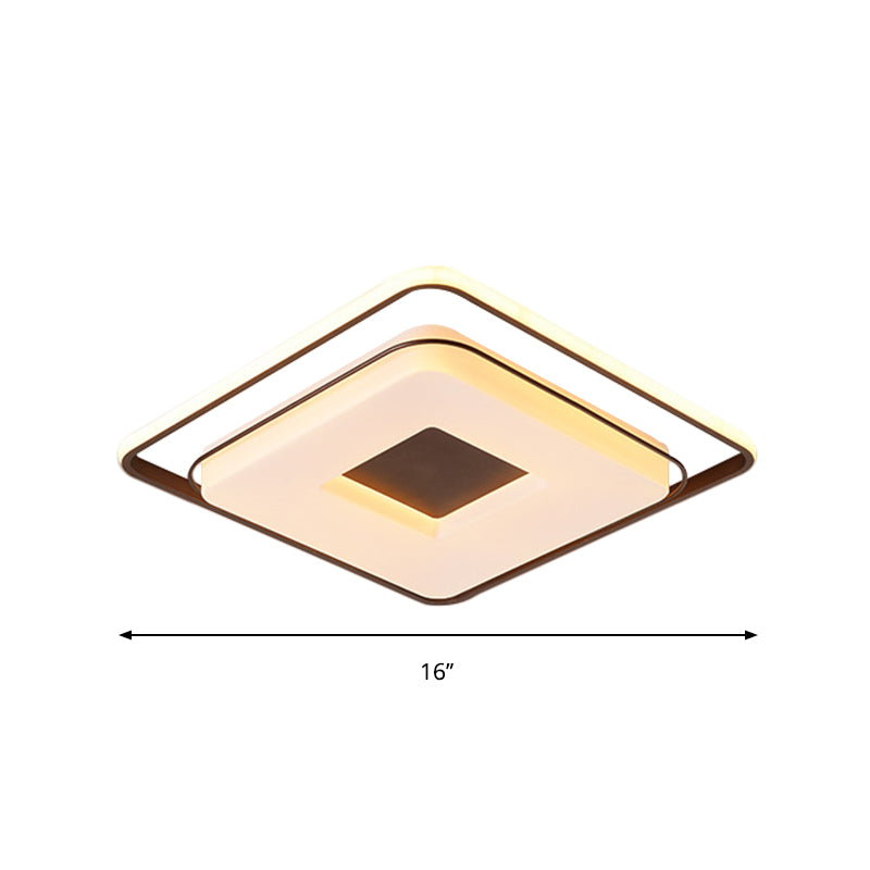 Plafonnier LED carré minimaliste de 16"/19,5" en blanc chaud avec couvercle en acrylique