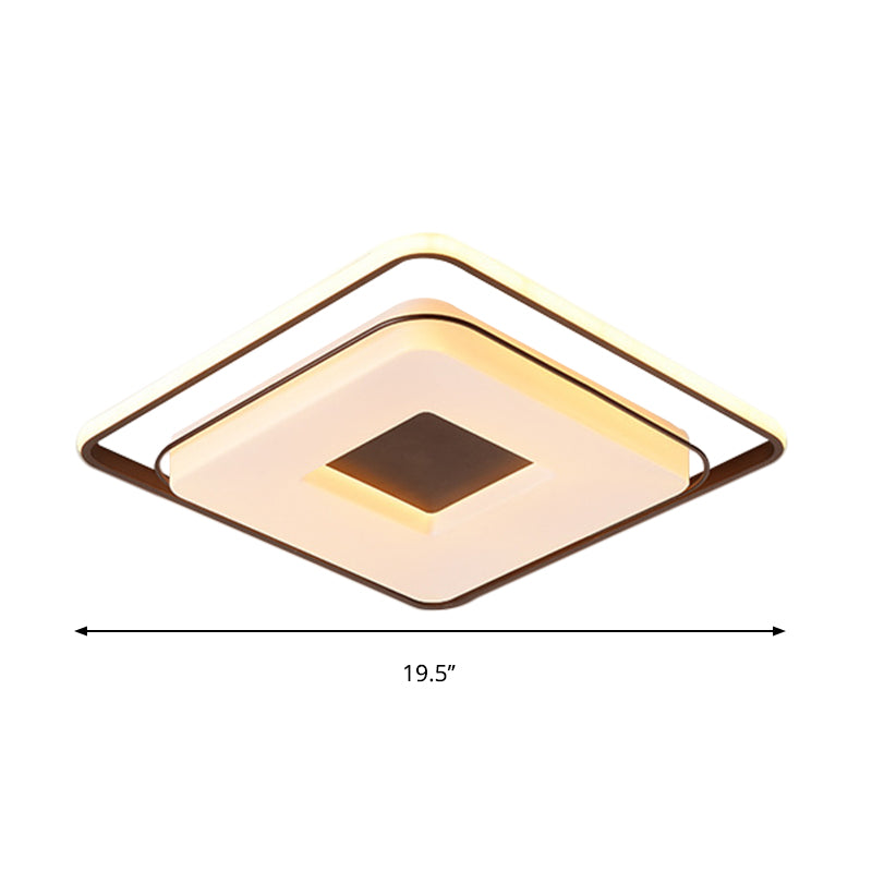 Plafonnier LED carré minimaliste de 16"/19,5" en blanc chaud avec couvercle en acrylique