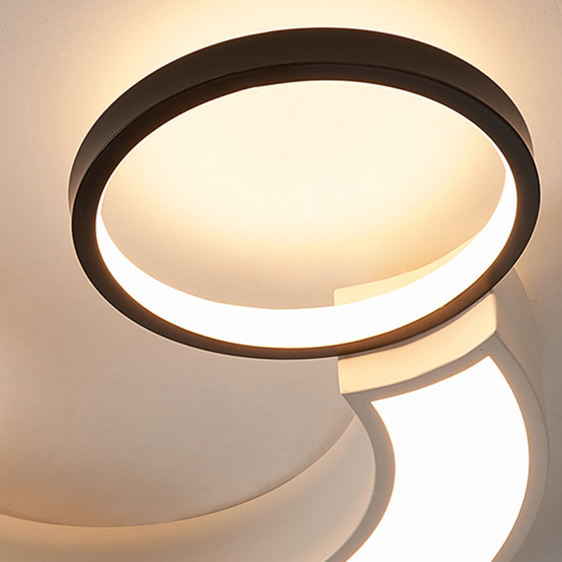 Nordic LED Ceiling Flush Light | Acrylic Black & White Smiley Design | Remote Control Dimmable White Light