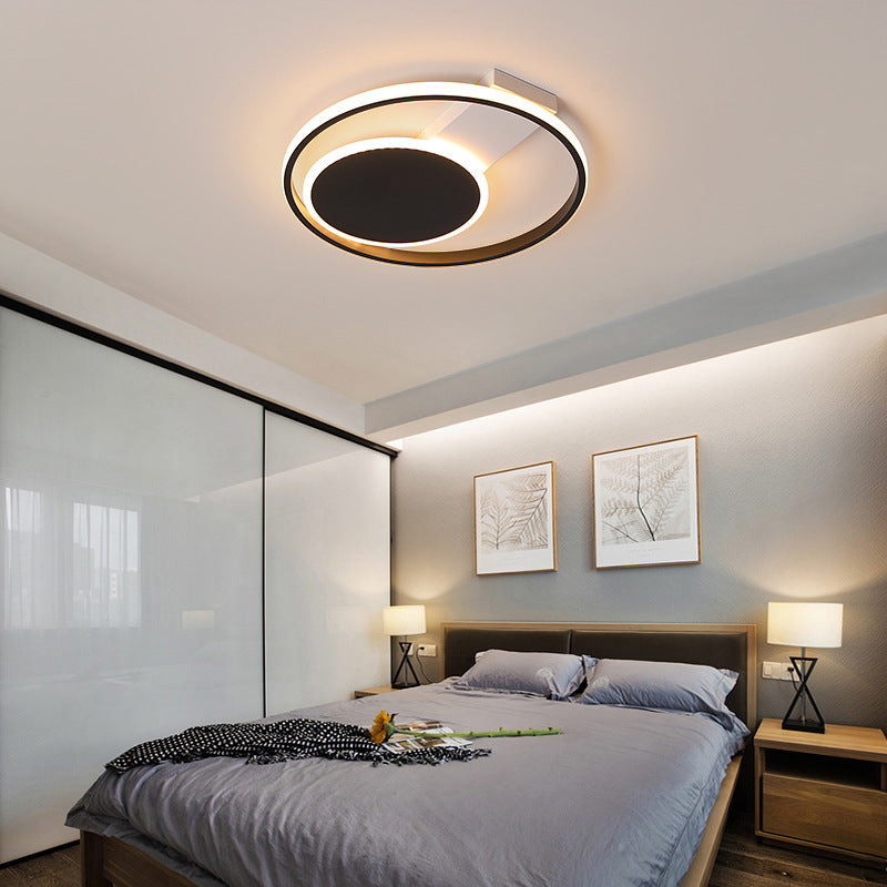 Sleek Black Orbit Ceiling Mount Light - Simplicity 16"/19.5" Dia LED Slim Acrylic Flush Lighting (Warm/White Light)