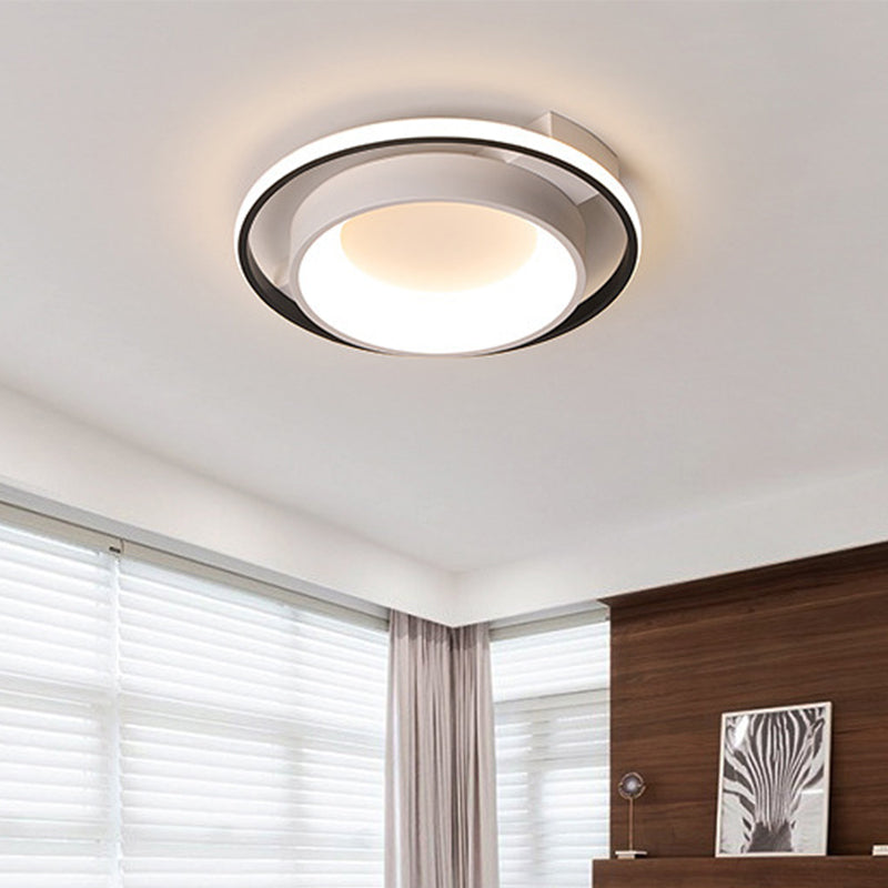 Modernist Style Metallic Dish Ceiling Lamp - 16"/19.5" Dia, LED Flush Mount in Warm/White Light