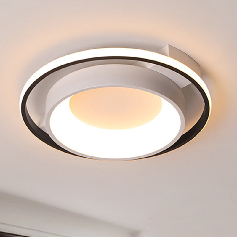 Modernist Style Metallic Dish Ceiling Lamp - 16"/19.5" Dia, LED Flush Mount in Warm/White Light