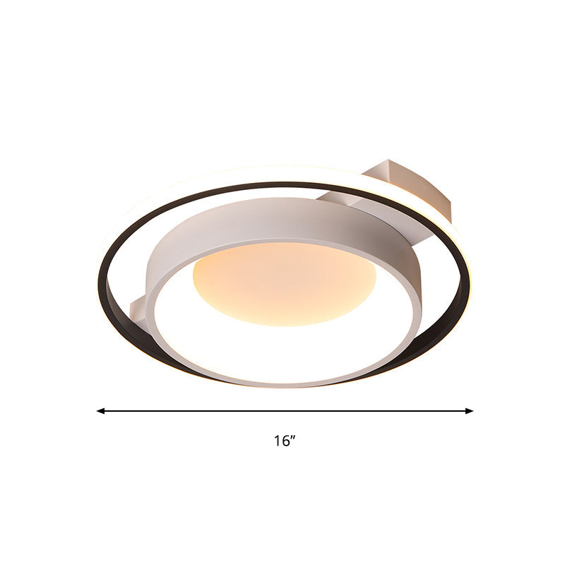 Modernist Style Metallic Dish Ceiling Lamp - 16"/19.5" Dia, LED Flush Mount in Warm/White Light