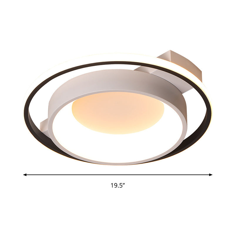 Modernist Style Metallic Dish Ceiling Lamp - 16"/19.5" Dia, LED Flush Mount in Warm/White Light