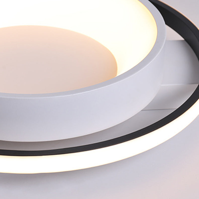 Modernist Style Metallic Dish Ceiling Lamp - 16"/19.5" Dia, LED Flush Mount in Warm/White Light