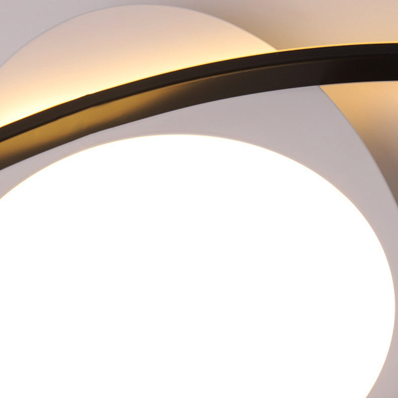 Modern Orbit Ceiling Flush Light - LED Bedroom Flushmount Light 18"/23" Wide - Black/White Acrylic