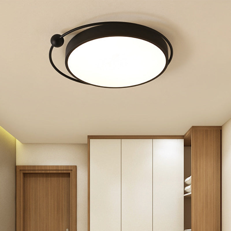 Round Black LED Flush Mount Ceiling Light in Warm/White Light - 18" or 21.5" Diameter