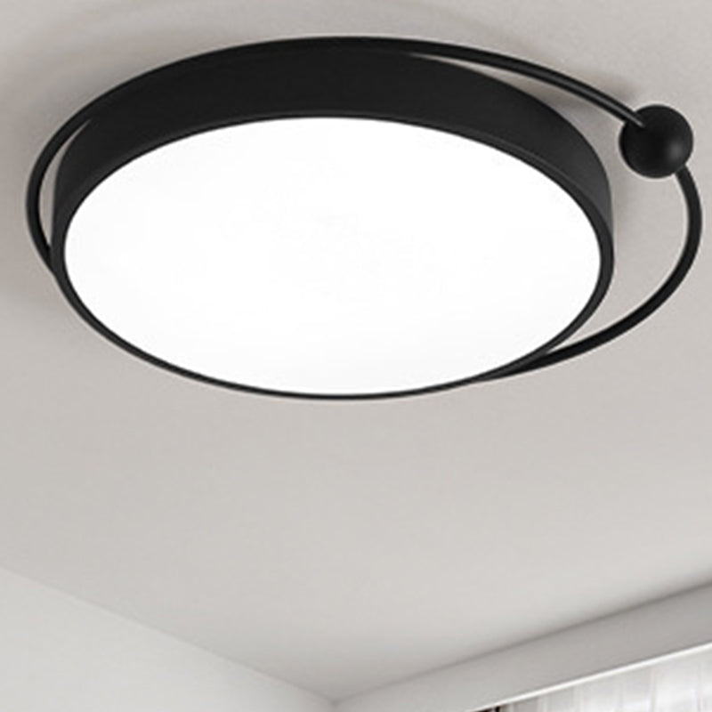 Round Black LED Flush Mount Ceiling Light in Warm/White Light - 18" or 21.5" Diameter