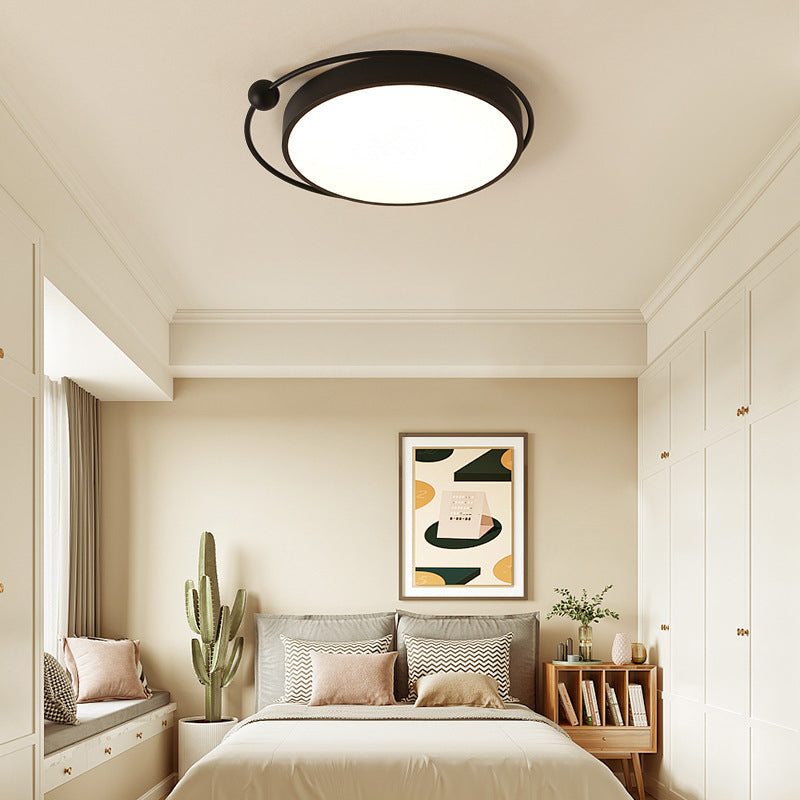 Round Black LED Flush Mount Ceiling Light in Warm/White Light - 18" or 21.5" Diameter