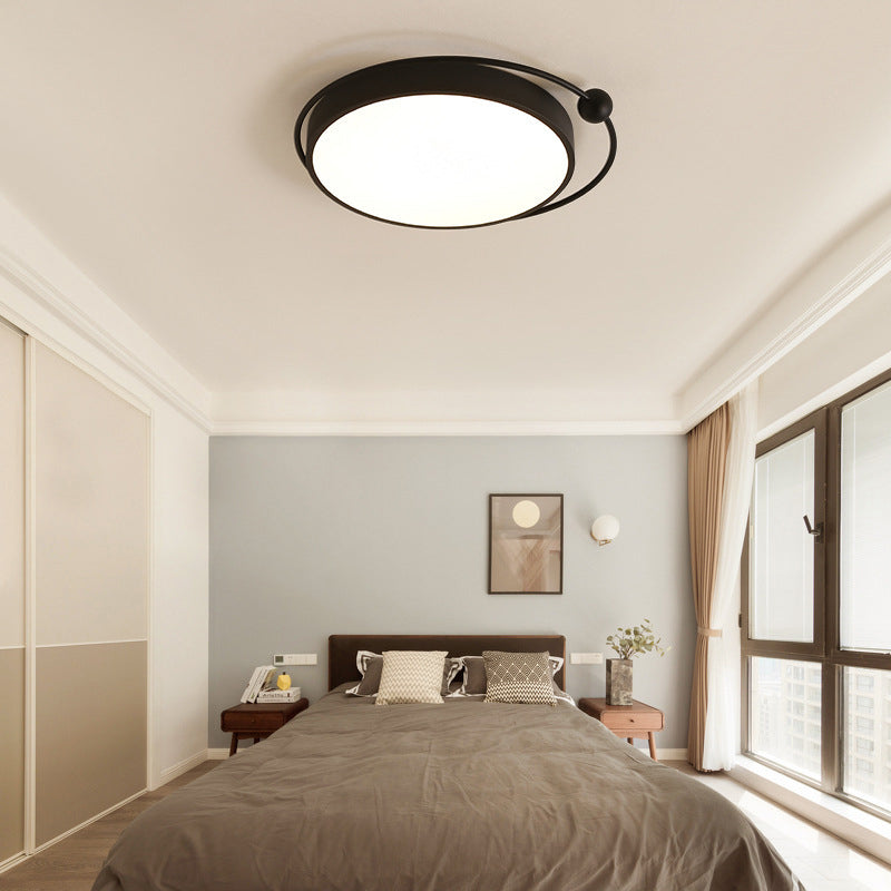 Round Black LED Flush Mount Ceiling Light in Warm/White Light - 18" or 21.5" Diameter