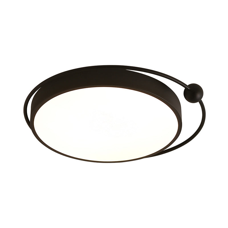 Round Black LED Flush Mount Ceiling Light in Warm/White Light - 18" or 21.5" Diameter