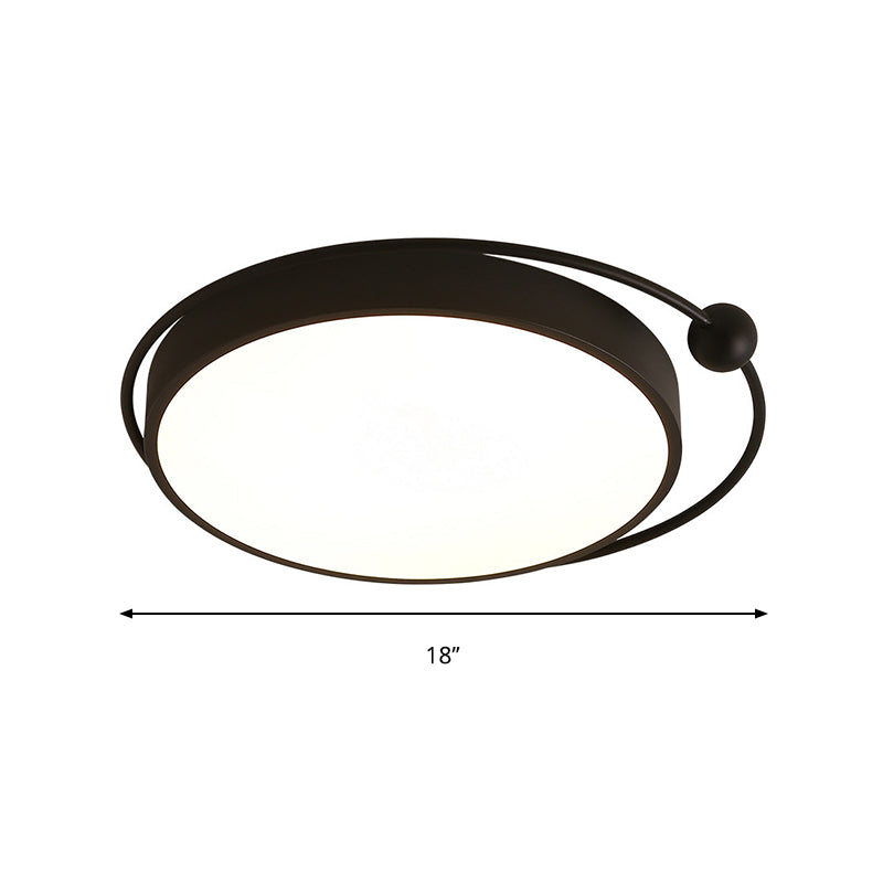 Round Black LED Flush Mount Ceiling Light in Warm/White Light - 18" or 21.5" Diameter