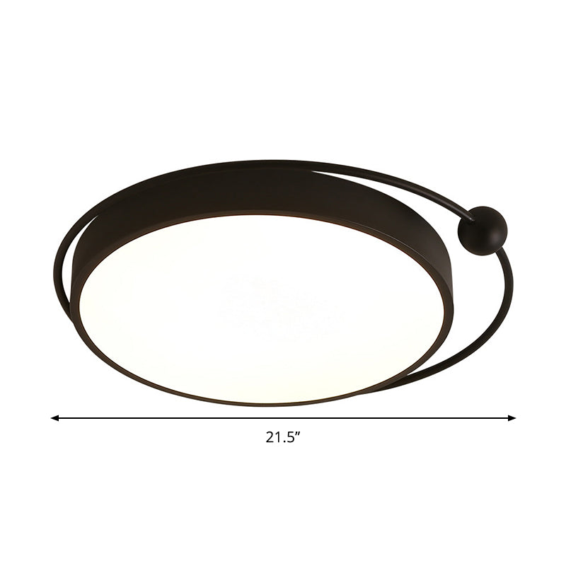 Round Black LED Flush Mount Ceiling Light in Warm/White Light - 18" or 21.5" Diameter