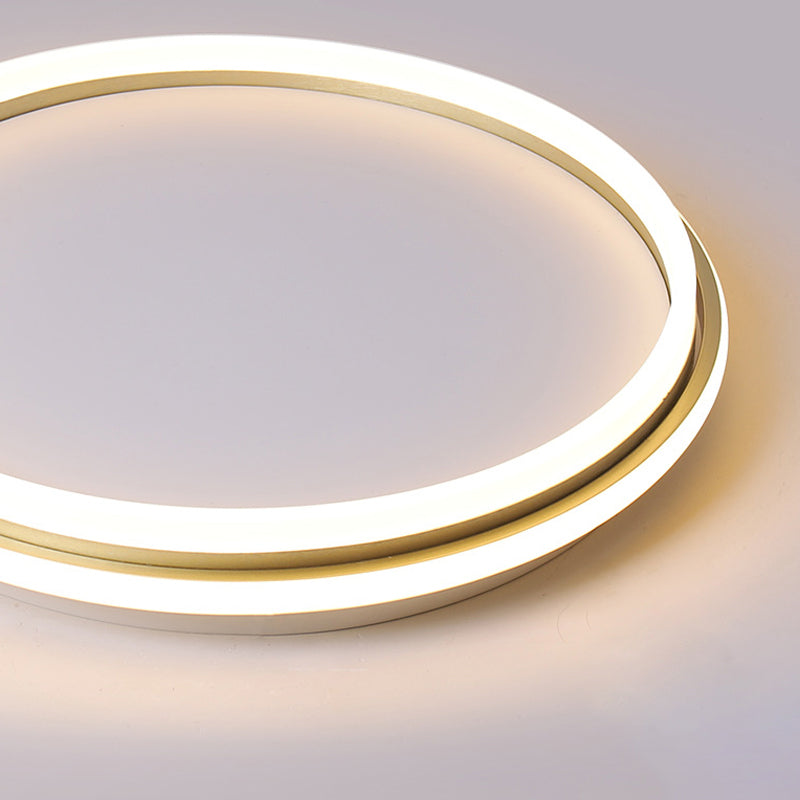 Minimalist Gold LED Ceiling Lamp - Acrylic Round Flush Light (16.5"/20.5" Dia) with Remote Control, Stepless Dimming - Warm/White Light