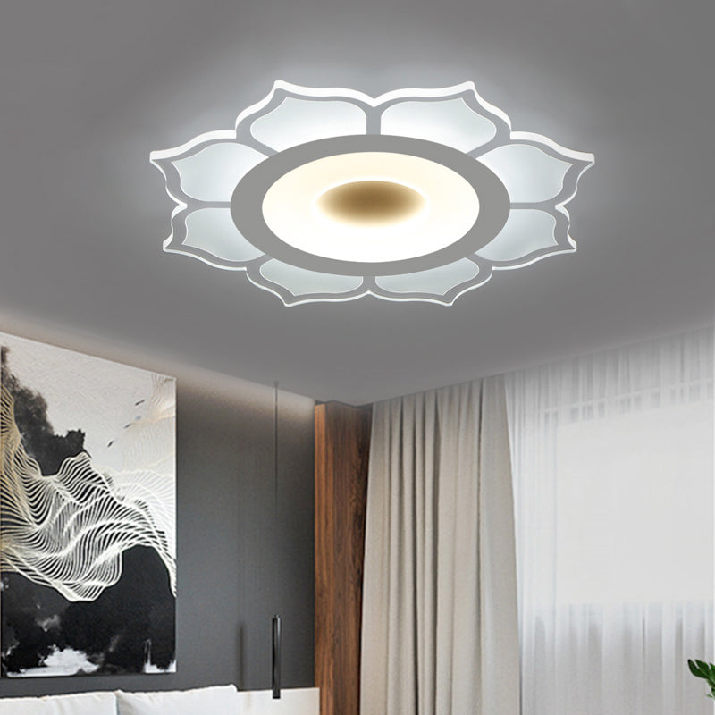 Contemporary Flower Acrylic Ceiling Light: 16.5/20.5 Wide Led Flush Mount With Warm/White Light And