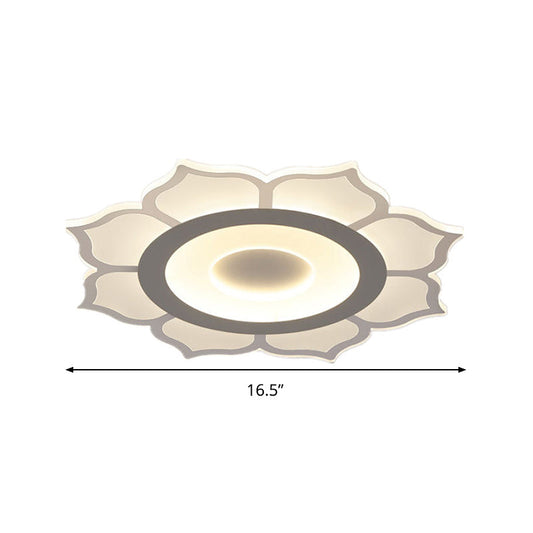 Contemporary Flower Acrylic Ceiling Light: 16.5/20.5 Wide Led Flush Mount With Warm/White Light And
