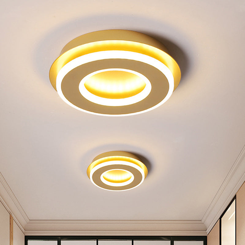 Plafonnier moderne en or avec LED blanc chaud - Forme carrée ou ronde