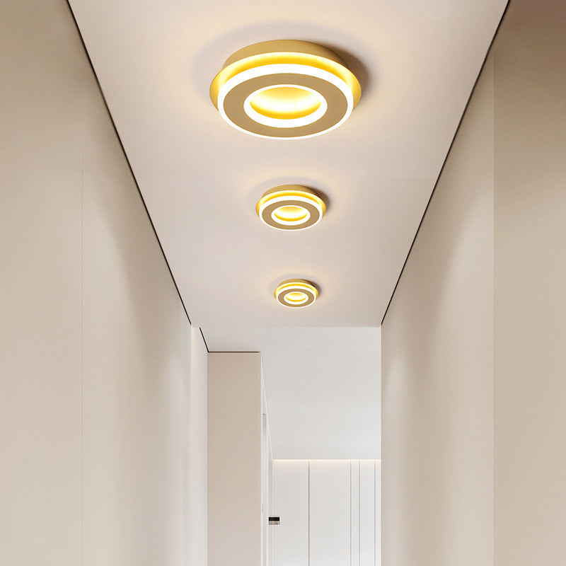 Plafonnier moderne en or avec LED blanc chaud - Forme carrée ou ronde