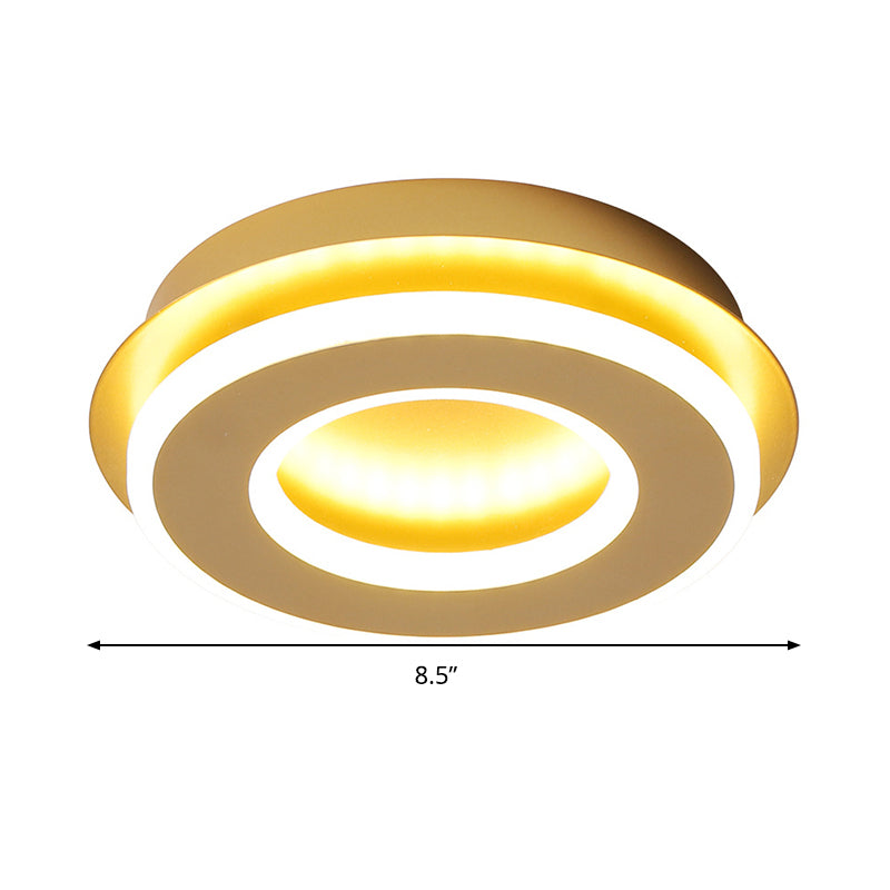 Plafonnier moderne en or avec LED blanc chaud - Forme carrée ou ronde