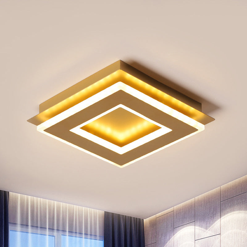 Plafonnier moderne en or avec LED blanc chaud - Forme carrée ou ronde