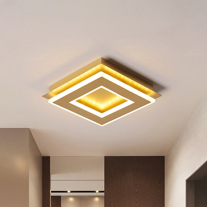 Plafonnier moderne en or avec LED blanc chaud - Forme carrée ou ronde