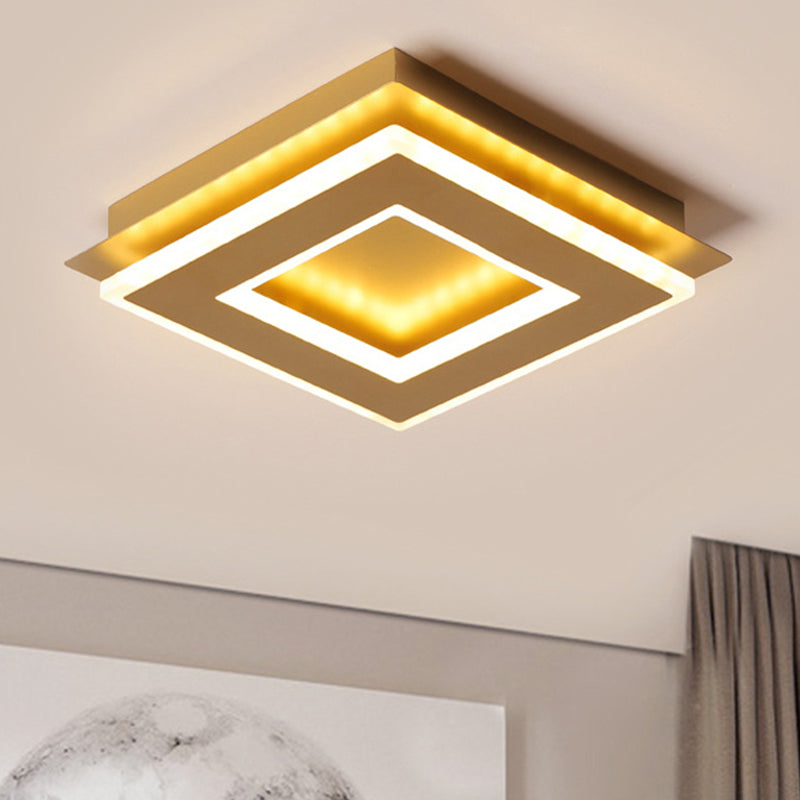 Plafonnier moderne en or avec LED blanc chaud - Forme carrée ou ronde