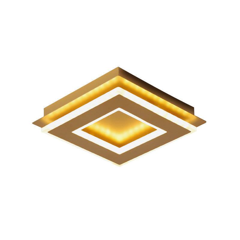 Plafonnier moderne en or avec LED blanc chaud - Forme carrée ou ronde