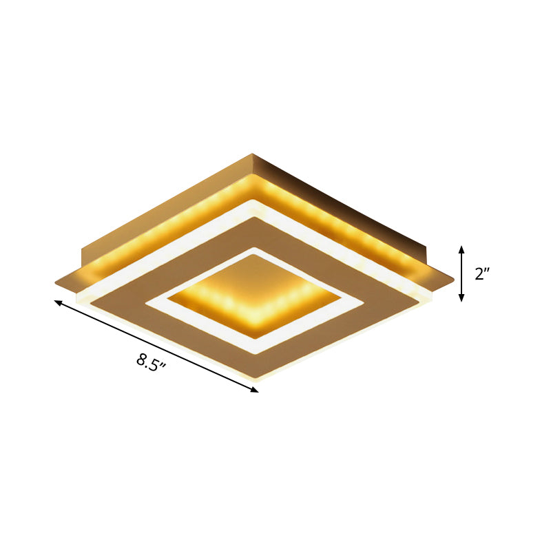 Plafonnier moderne en or avec LED blanc chaud - Forme carrée ou ronde