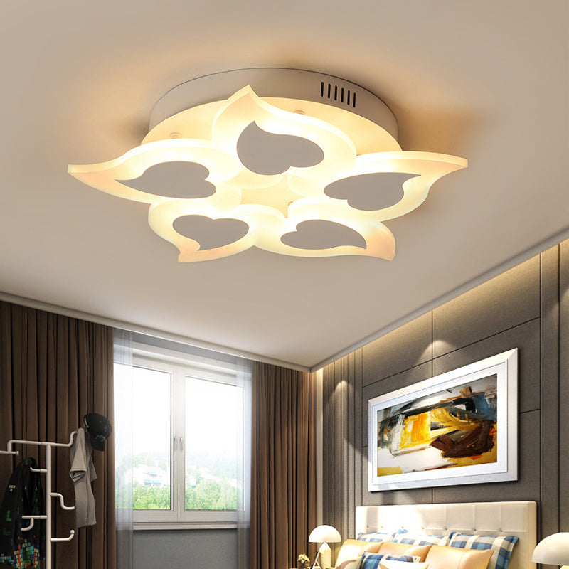 Simple Heart Acrylic LED Ceiling Light with Remote Dimming - Warm/White Light, 18"/23" Wide