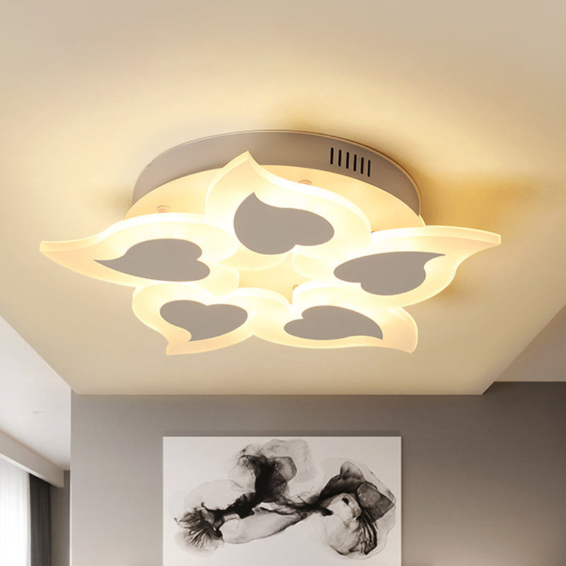 Simple Heart Acrylic LED Ceiling Light with Remote Dimming - Warm/White Light, 18"/23" Wide