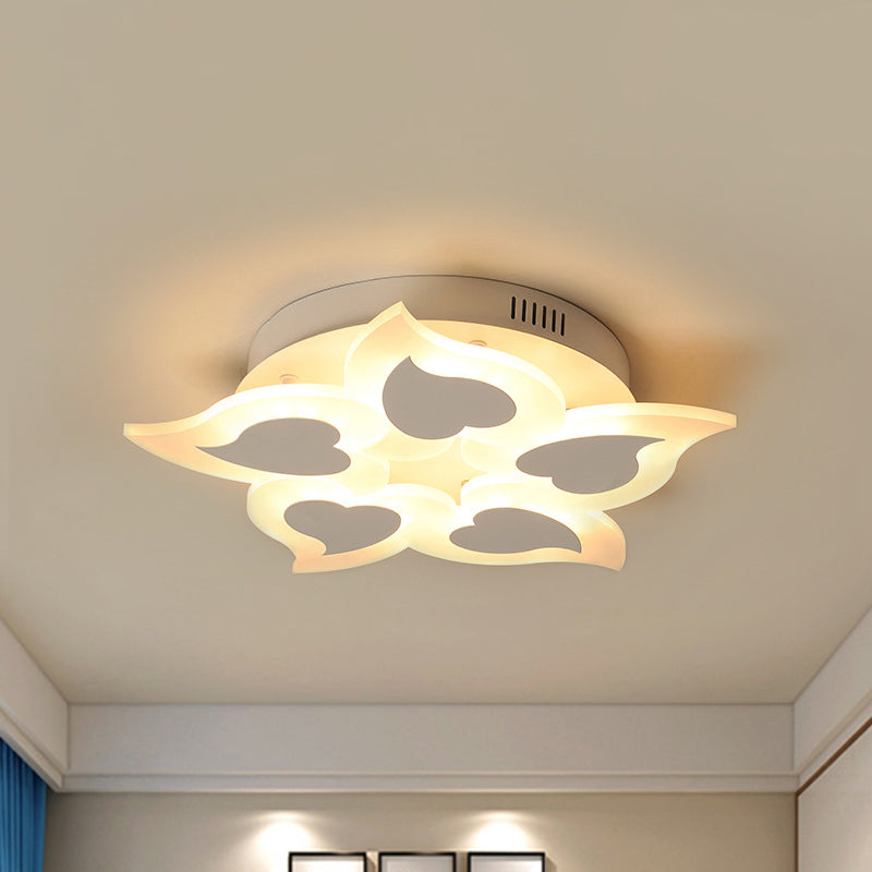 Simple Heart Acrylic LED Ceiling Light with Remote Dimming - Warm/White Light, 18"/23" Wide