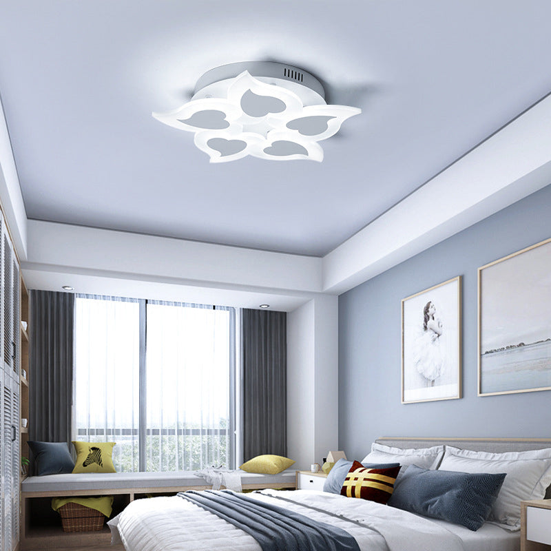 Simple Heart Acrylic LED Ceiling Light with Remote Dimming - Warm/White Light, 18"/23" Wide