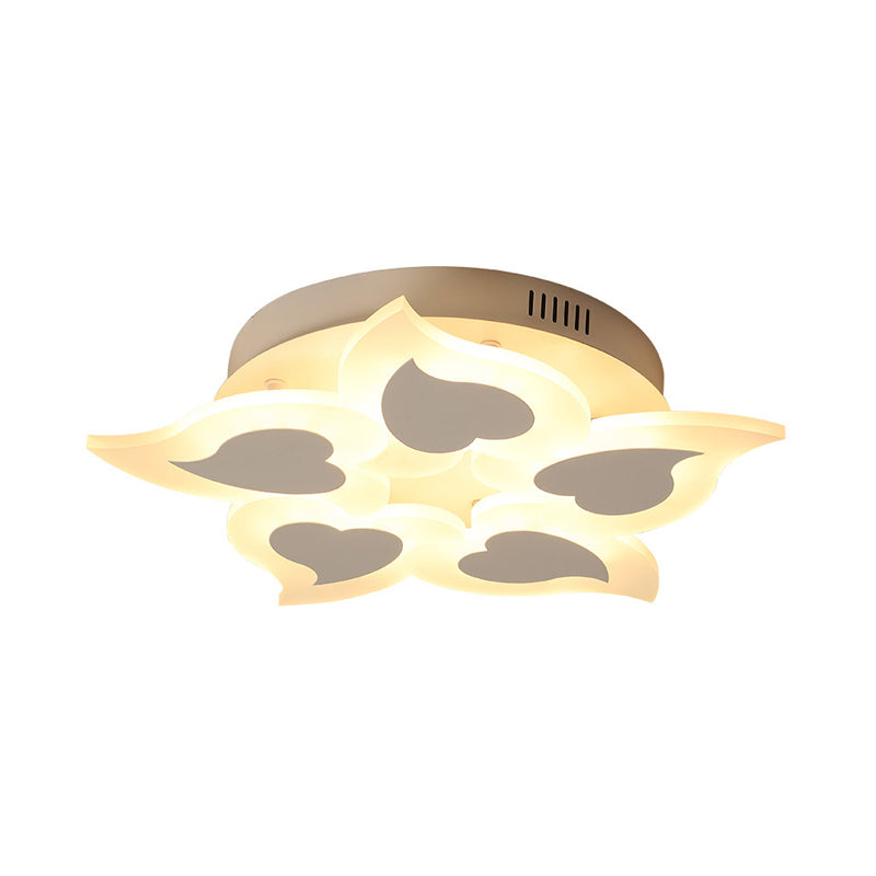 Simple Heart Acrylic LED Ceiling Light with Remote Dimming - Warm/White Light, 18"/23" Wide