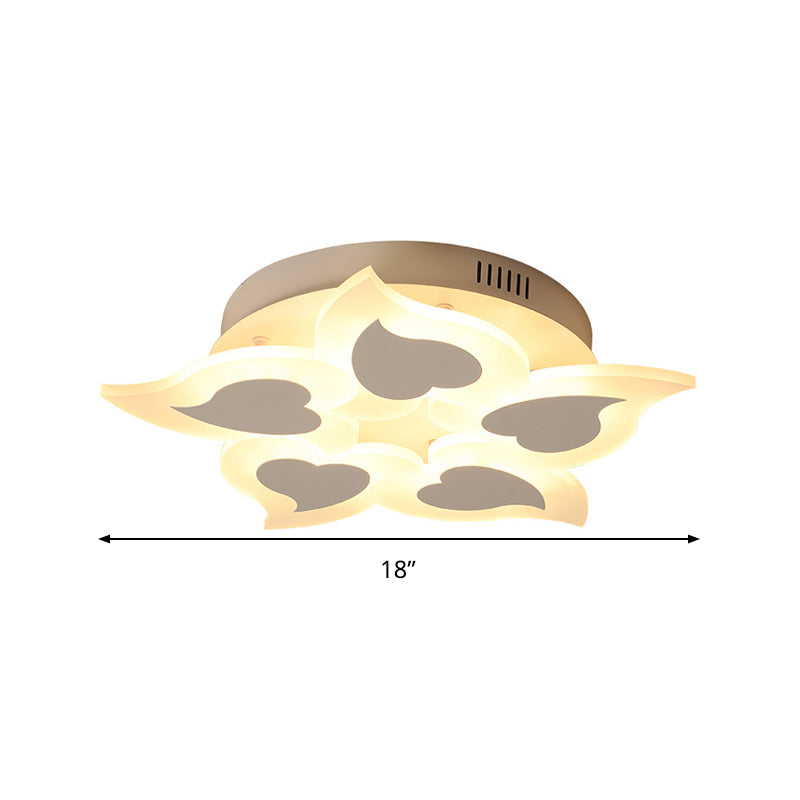 Simple Heart Acrylic LED Ceiling Light with Remote Dimming - Warm/White Light, 18"/23" Wide