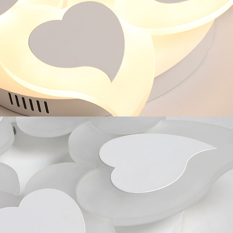 Simple Heart Acrylic LED Ceiling Light with Remote Dimming - Warm/White Light, 18"/23" Wide