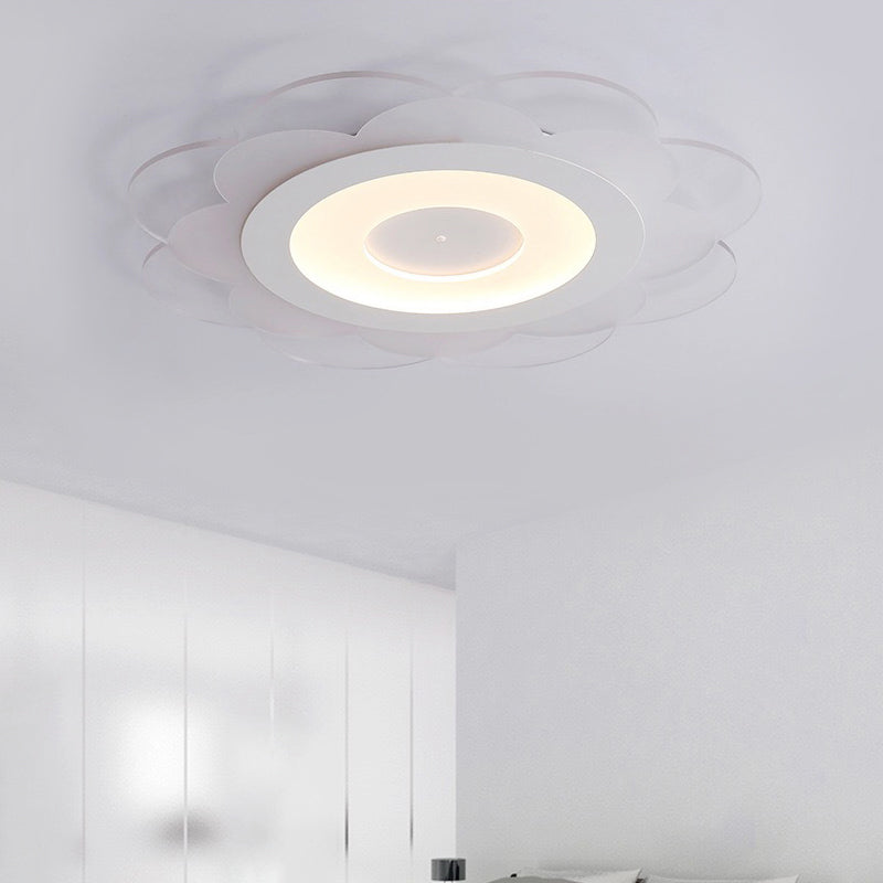 Modern White Floral LED Flush Ceiling Light - 16.5"/20.5"/24.5" W - Acrylic Shade - Warm/Cool Lighting - Stepless Dimming - Remote Control