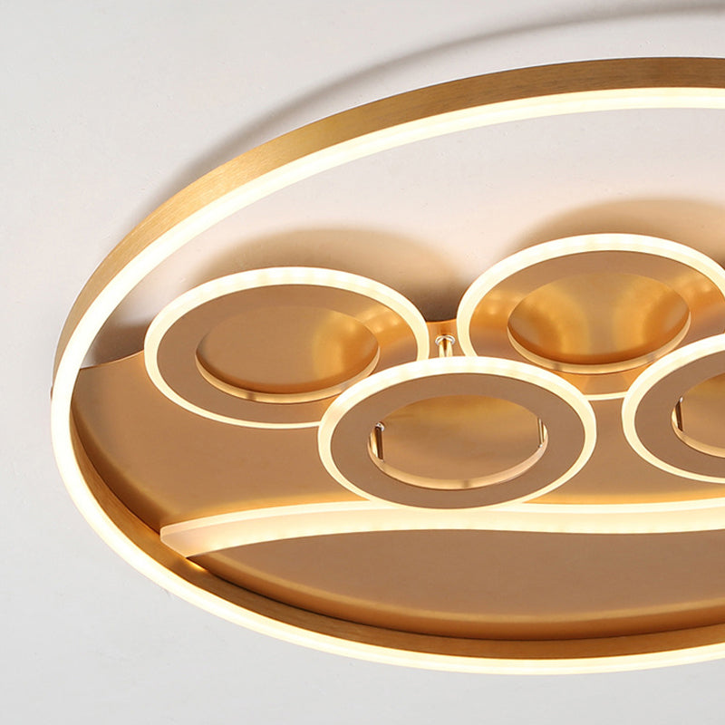 Postmodern Gold LED Flush Mount Ceiling Light with Stepless Dimming - Warm/White Light & Remote Control