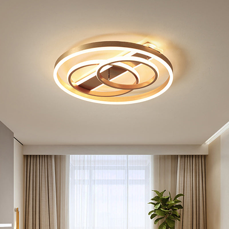 Postmodern Loop Ceiling Light Fixture - Acrylic Gold LED Flush Mount with Warm/White Light & Remote Control Dimming