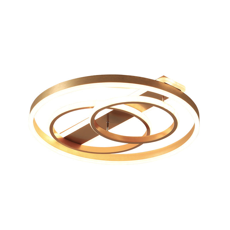 Postmodern Loop Ceiling Light Fixture - Acrylic Gold LED Flush Mount with Warm/White Light & Remote Control Dimming