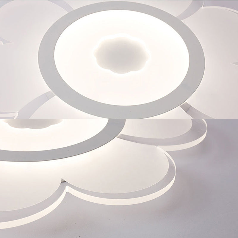Contemporary LED Acrylic Flushmount Ceiling Lamp - White Flower Design, Stepless Remote Dimming - 16.5"/20.5"/24.5" Width