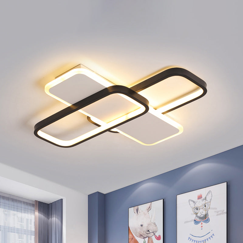 Modern LED Metal Ceiling Light with Stepless Dimming and Remote Control - Black/White, Warm/Cool Light - 19.5"/23.5" W