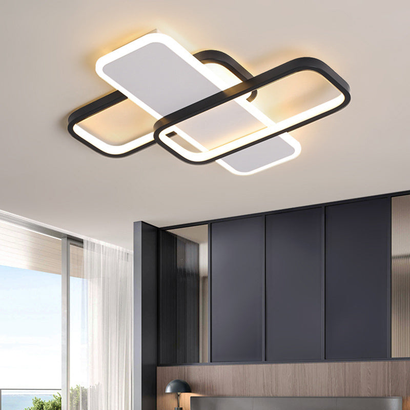 Modern LED Metal Ceiling Light with Stepless Dimming and Remote Control - Black/White, Warm/Cool Light - 19.5"/23.5" W