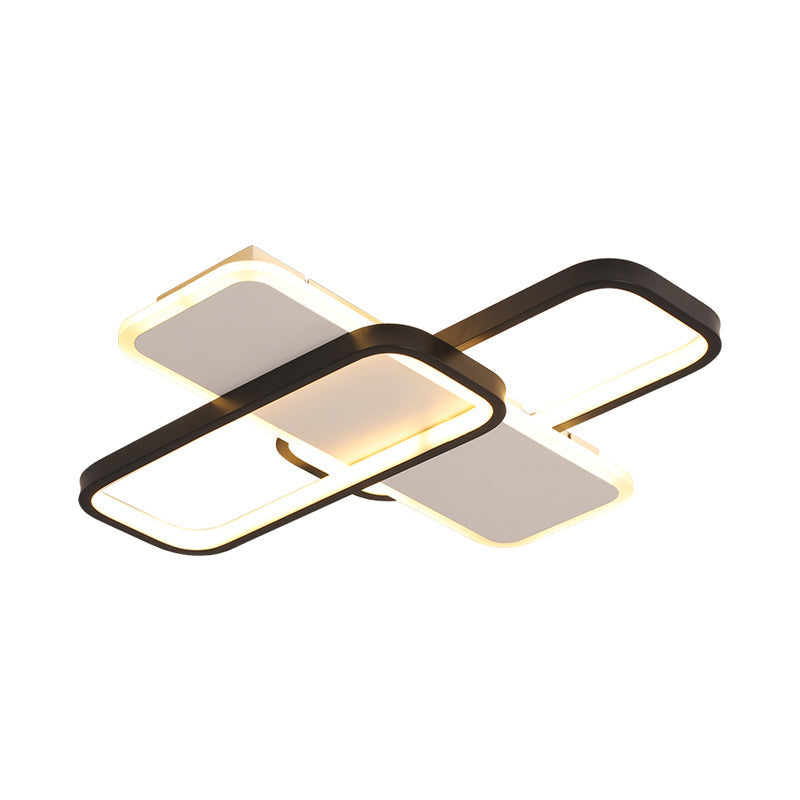 Modern LED Metal Ceiling Light with Stepless Dimming and Remote Control - Black/White, Warm/Cool Light - 19.5"/23.5" W