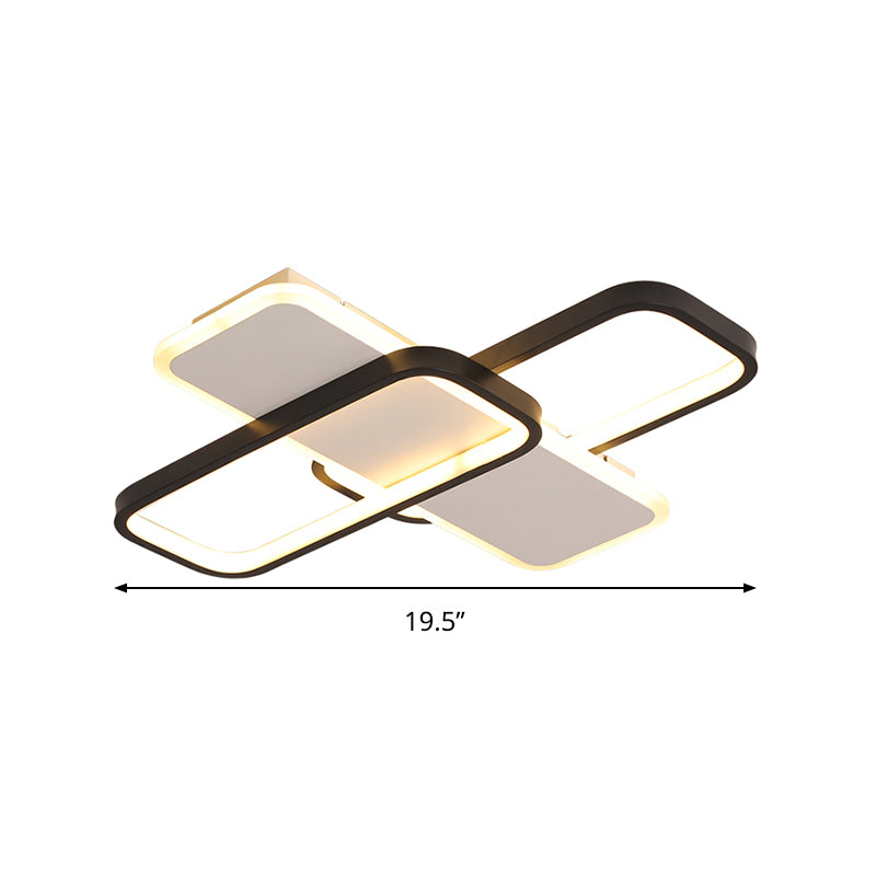 Modern LED Metal Ceiling Light with Stepless Dimming and Remote Control - Black/White, Warm/Cool Light - 19.5"/23.5" W