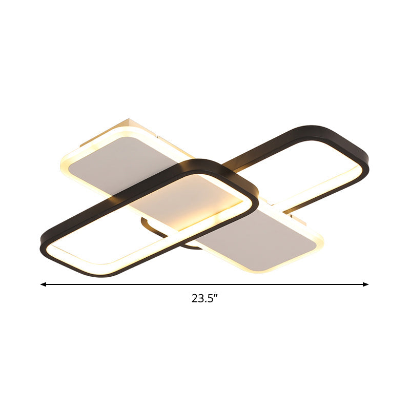 Modern LED Metal Ceiling Light with Stepless Dimming and Remote Control - Black/White, Warm/Cool Light - 19.5"/23.5" W